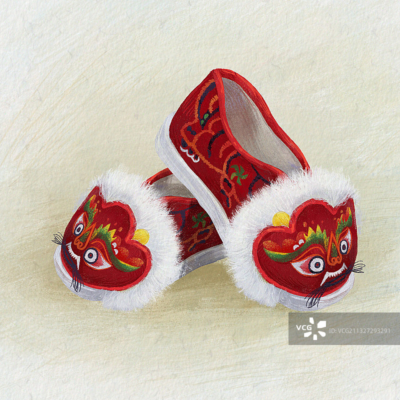虎头鞋插画图片素材
