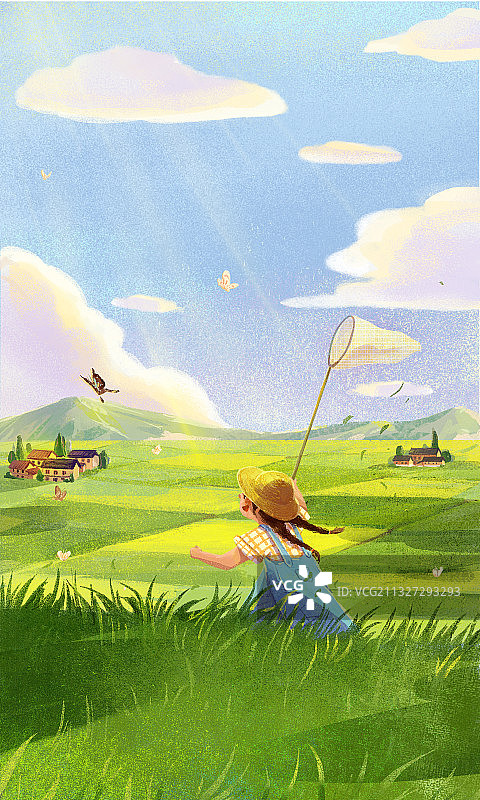 儿童玩耍风景插画图片素材