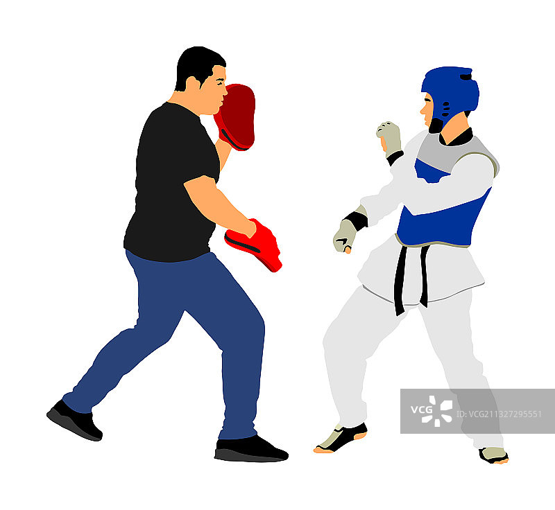 教练和跆拳道选手对打图片素材