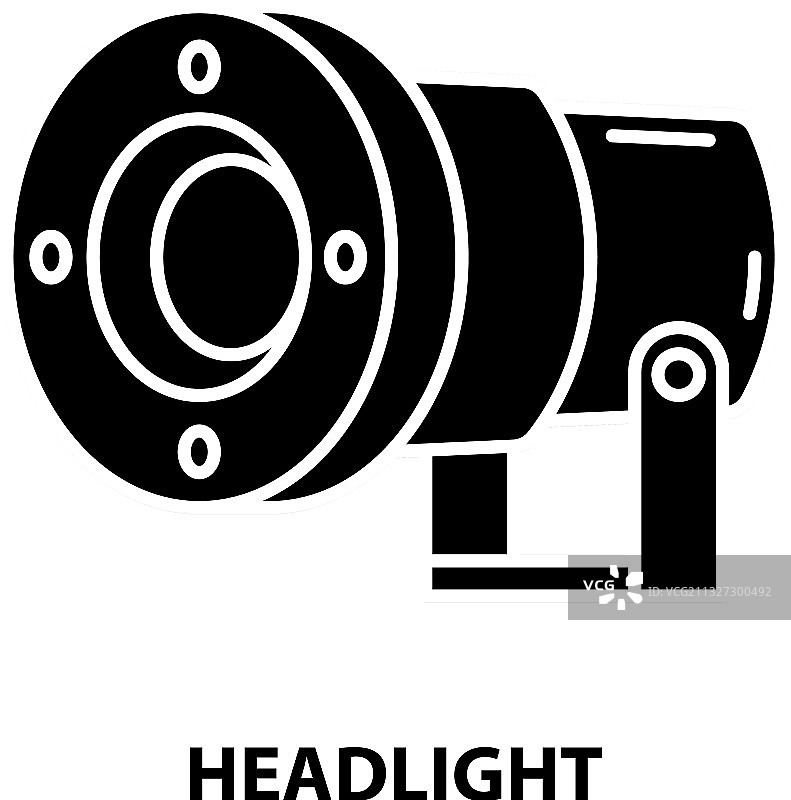 可编辑的车头灯黑色图标图片素材
