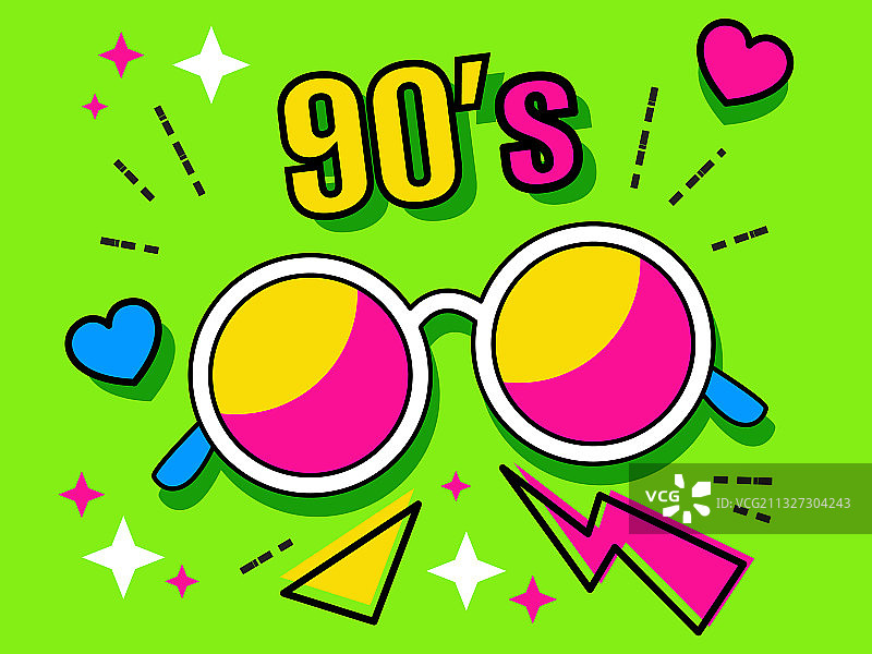 90年代霓虹复古圆形太阳镜系列图片素材