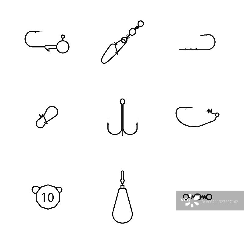 不同的旋转钓鱼配件图片素材
