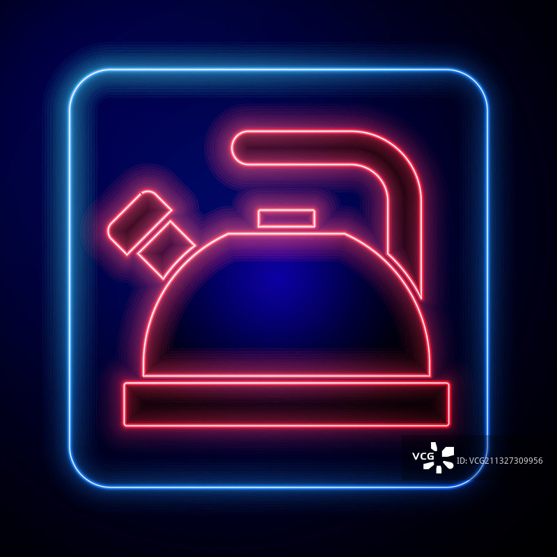 发光的霓虹灯带把手水壶图标图片素材