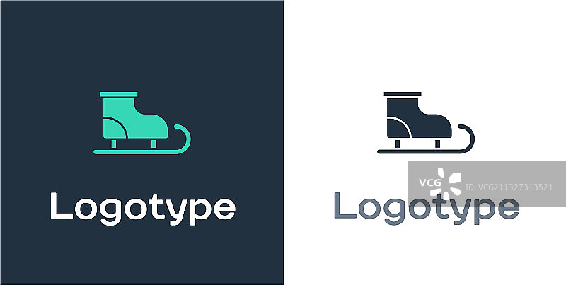 标志：白色背景上的花样滑冰鞋图标图片素材