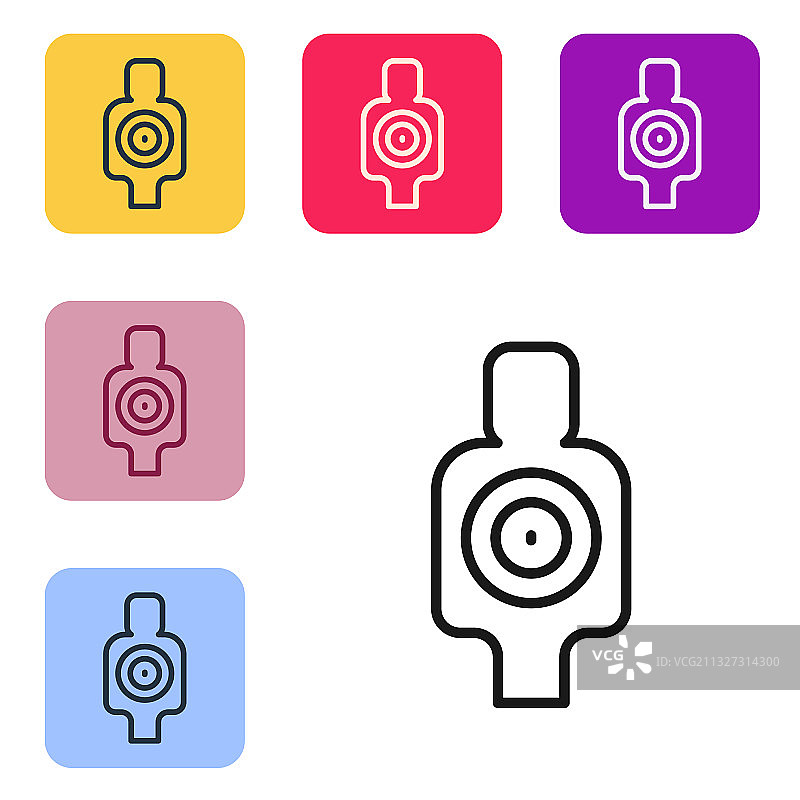 黑色线条人形射击运动图标图片素材