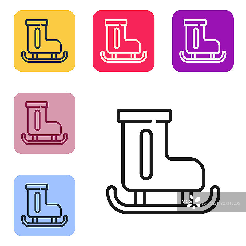 黑色线条溜冰鞋白色背景图标图片素材