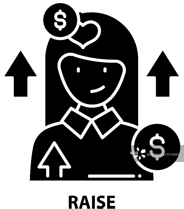 带有可编辑的黑色上升图标图片素材