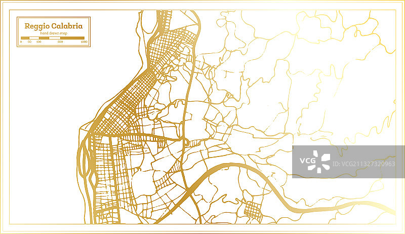 复古风格的意大利卡拉布里亚里焦艾米利亚市地图图片素材
