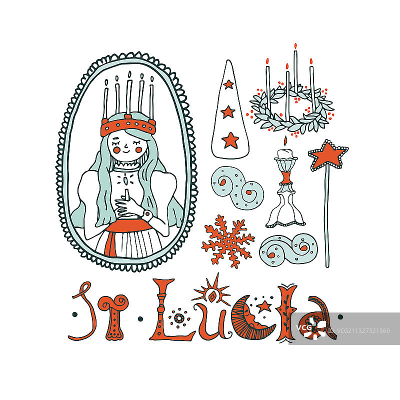 圣卢西亚日庆祝元素套装图片素材