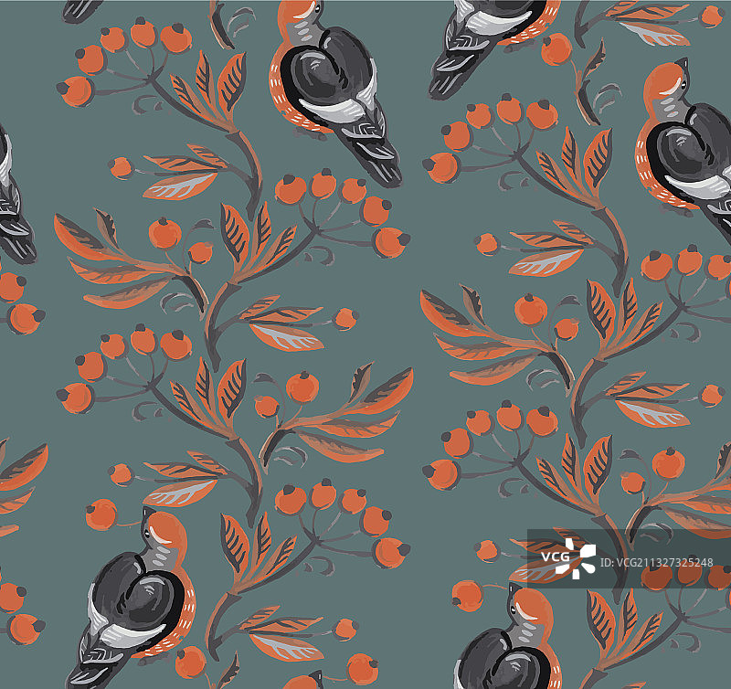 山梨树枝上的红腹灰雀图片素材