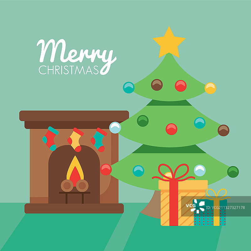 圣诞快乐礼物松树图片素材