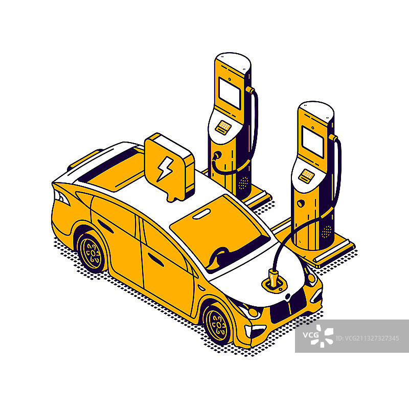 绿色电动汽车等距加油图标图片素材