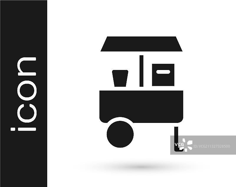 白色背景上的黑色快餐车图标图片素材