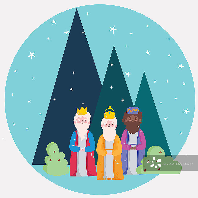 三位智者在星夜庆祝主显节图片素材