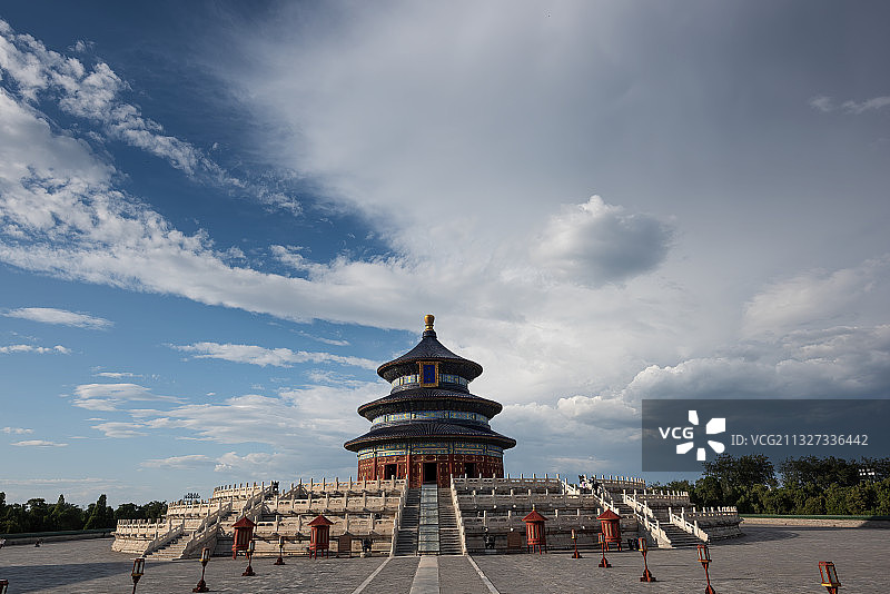 蓝天白云天坛祈年殿图片素材