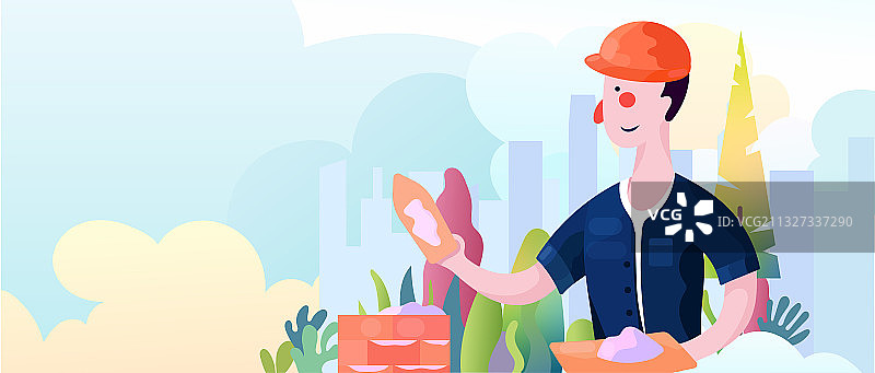 劳动节工人建设者建设美丽城市劳动矢量插画图片素材
