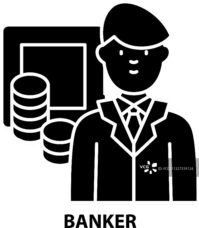 可编辑的银行家黑色图标图片素材