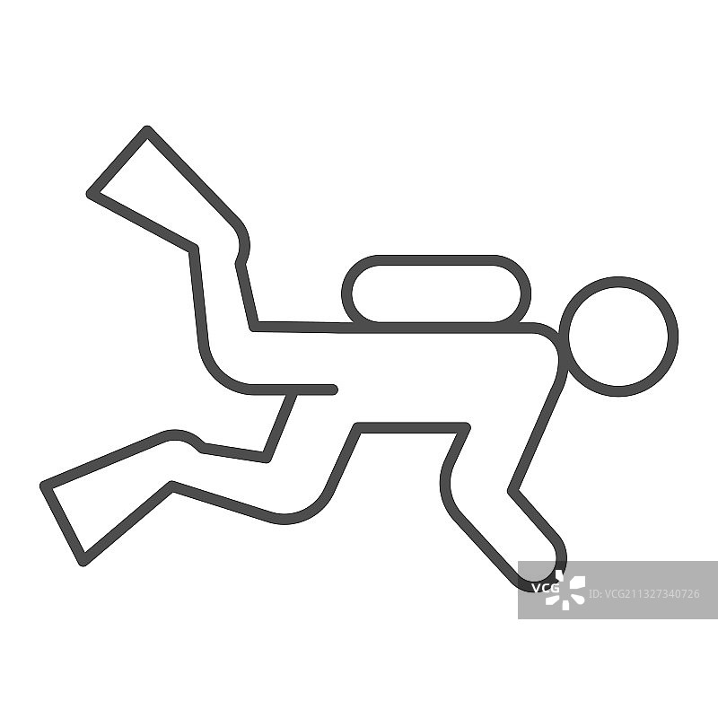 水上乐园概念的潜水员细线图标图片素材