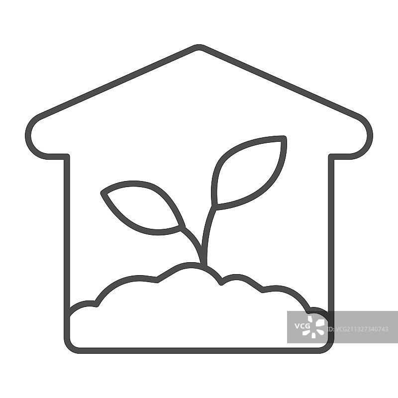 温室细线图标 农场花园主题图片素材