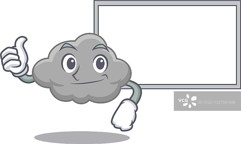 竖大拇指的灰色幽默卡通云朵设计图片素材