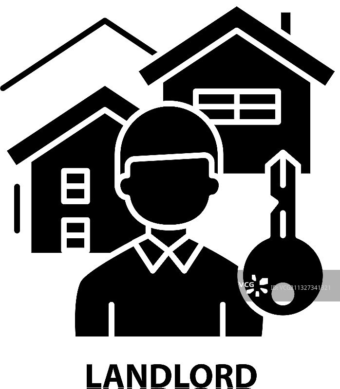 可编辑的房东图标黑色标志图片素材