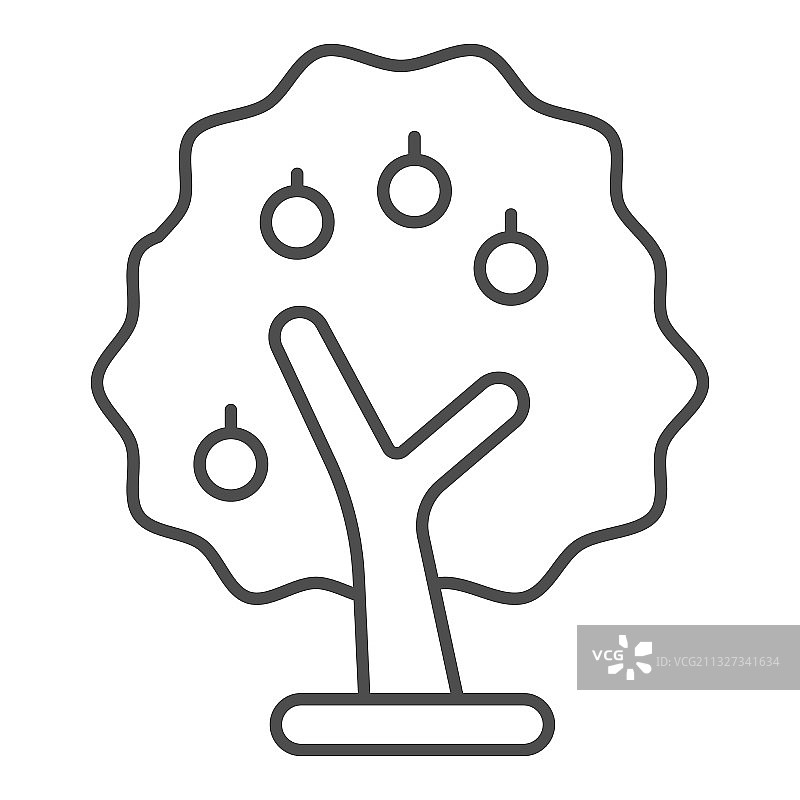 果树细线图标农场花园概念图片素材