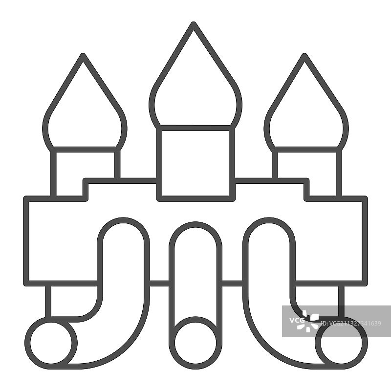 水上乐园带水滑梯的城堡细线图标图片素材