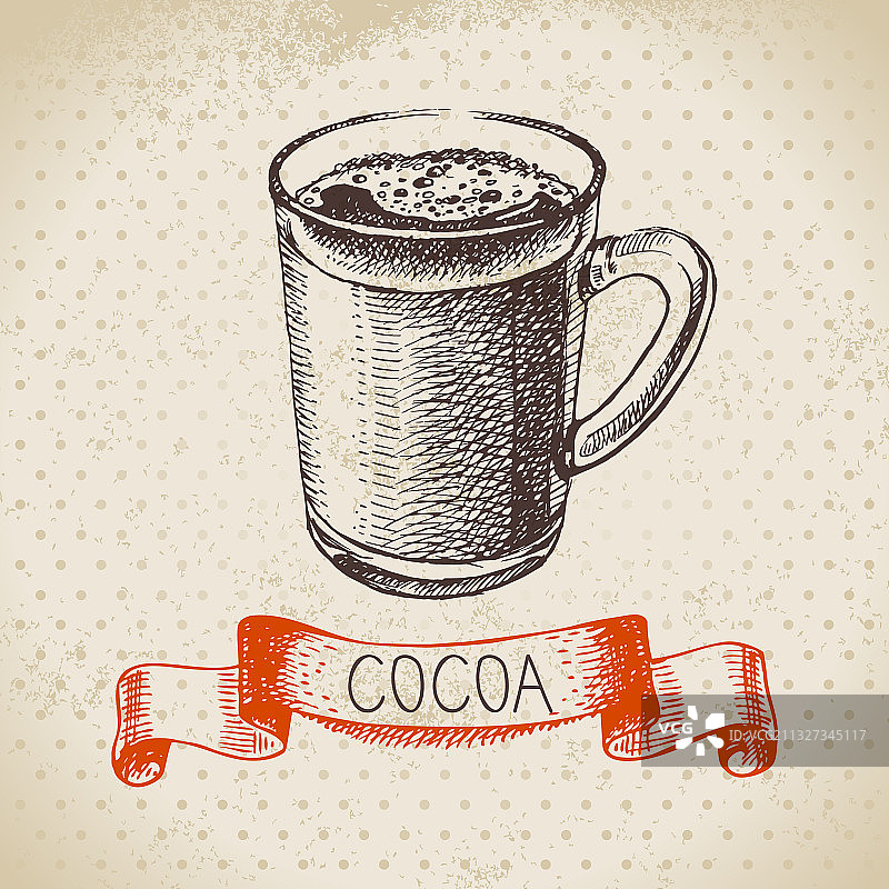 手绘可可巧克力产品素描图片素材
