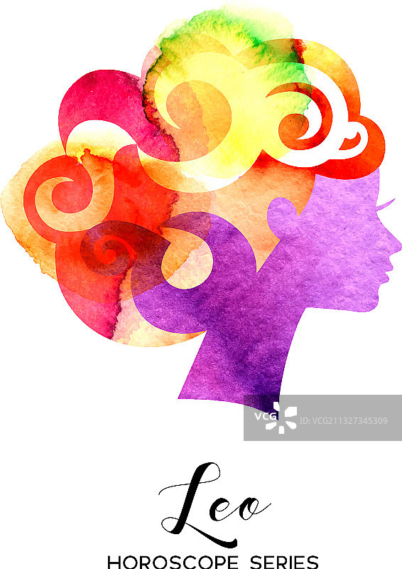 狮子座美丽女孩剪影图片素材