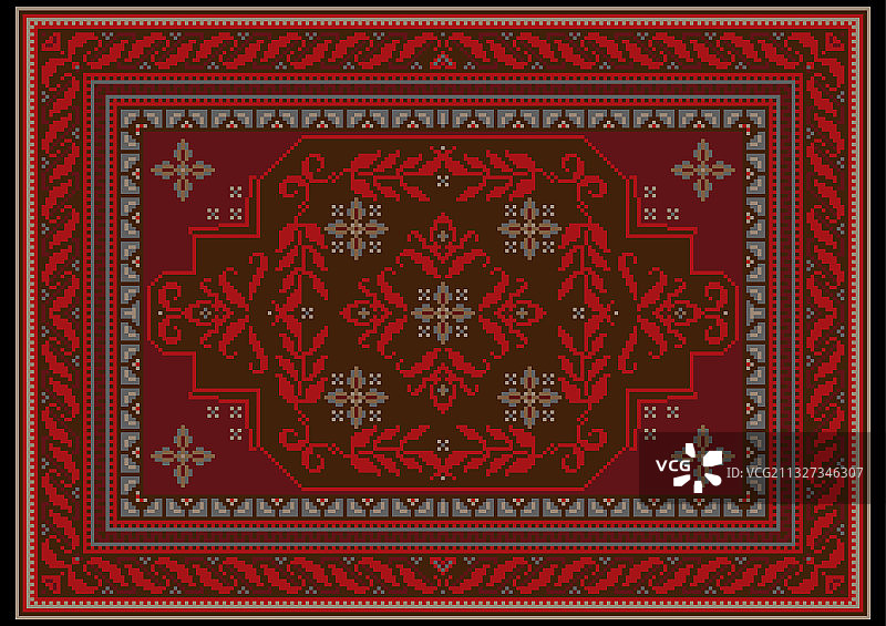 带有民族风红色勃艮第装饰的地毯图片素材