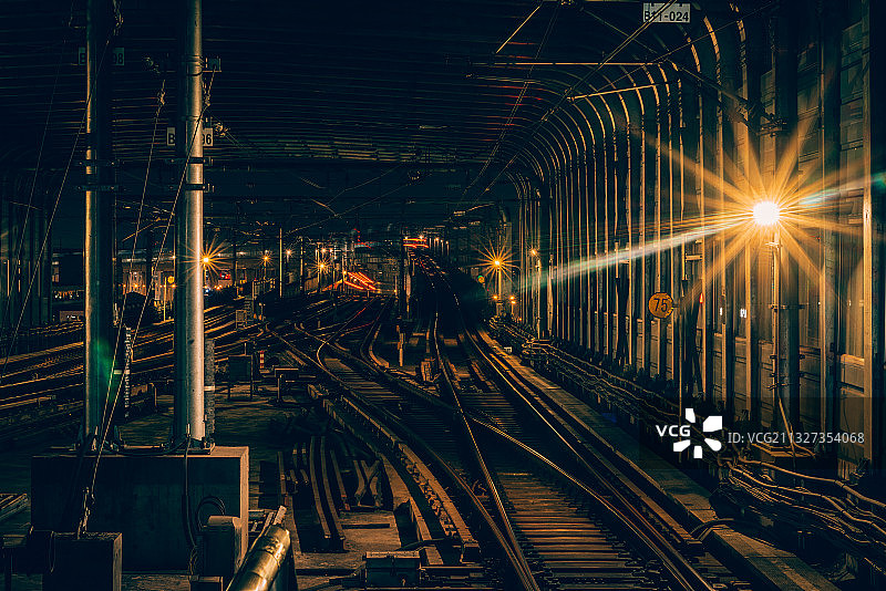 宁波轨道交通二号线清水浦站夜景图片素材