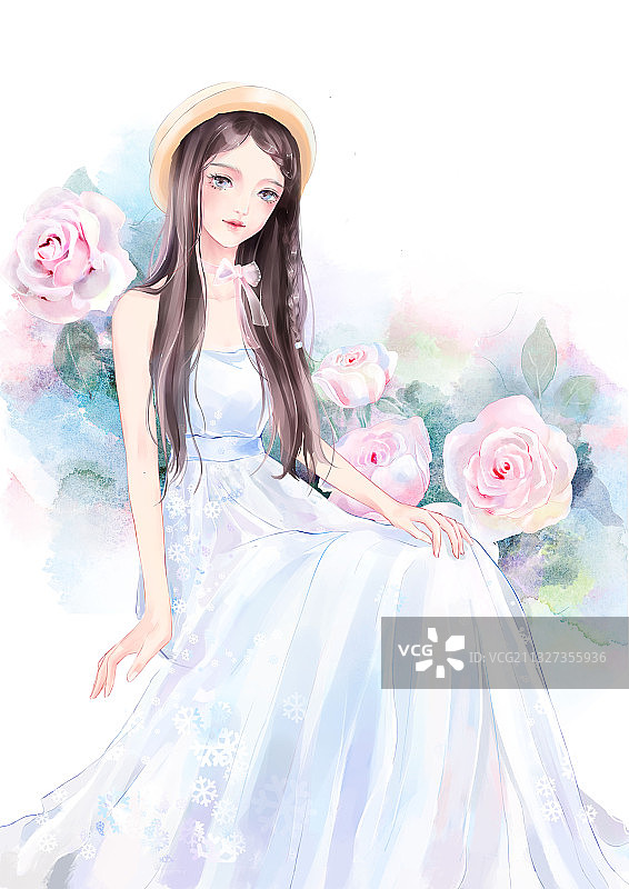 小清新少女图片素材