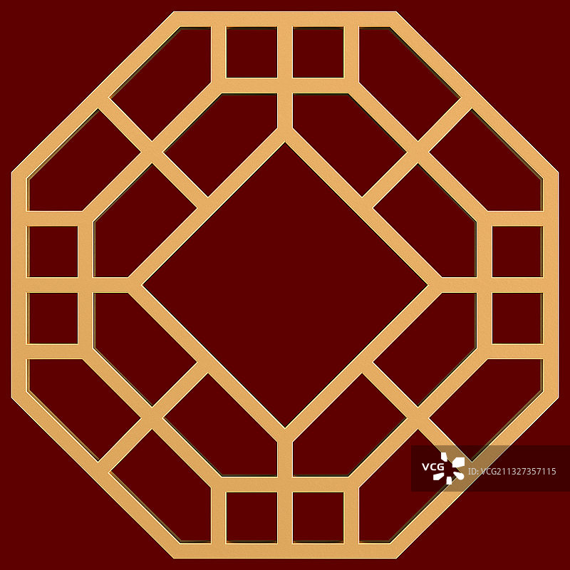 3D金色复古窗花图片素材