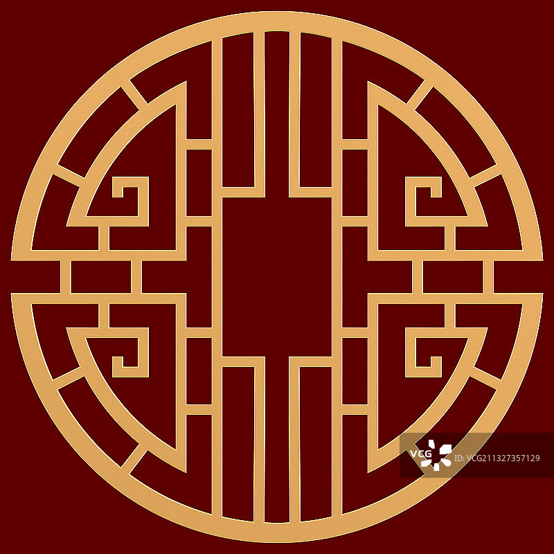 3D金色复古窗花图片素材