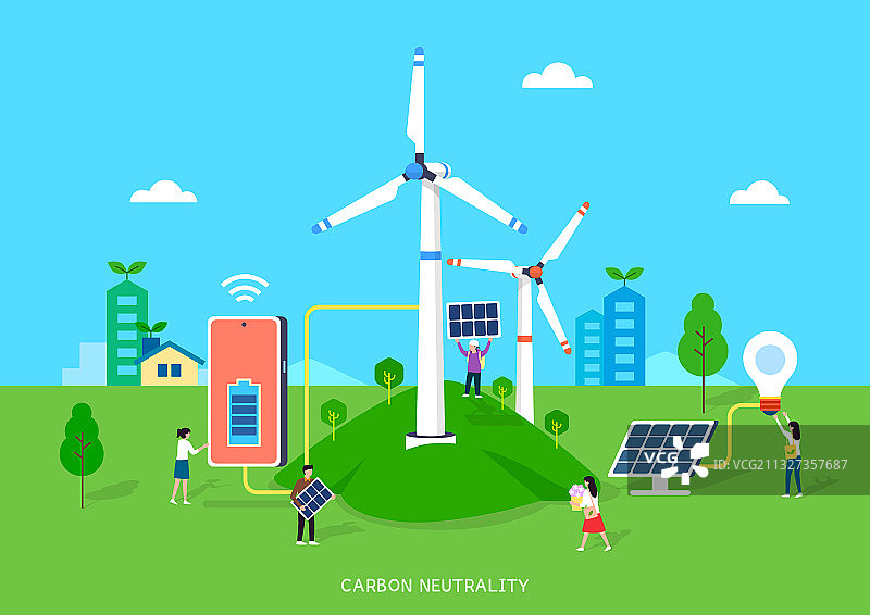 碳中和、环境保护、活动、替代能源、燃料和发电、绿色、回收、风力发电图片素材