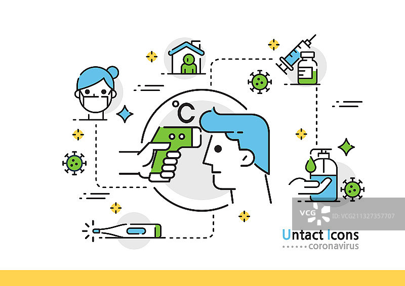 病毒隔离图标、图标集、线性图标、线性艺术、矢量素材图片素材