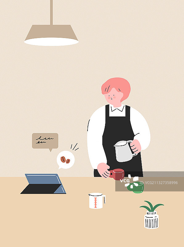 自我提升、学习、网络讲座、彩色背景、咖啡师、咖啡图片素材