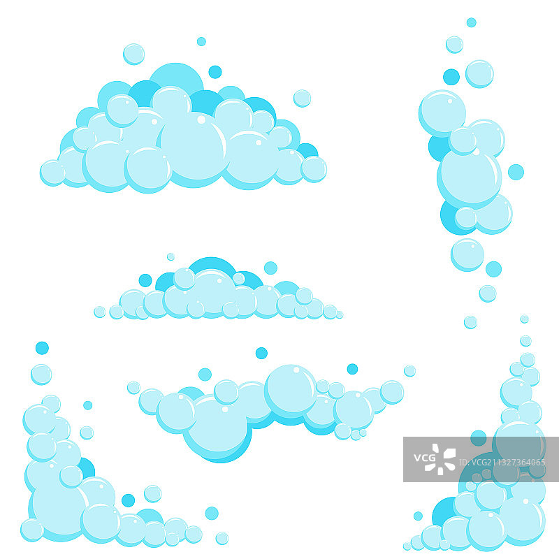 浅蓝色卡通泡泡肥皂泡沫套装图片素材