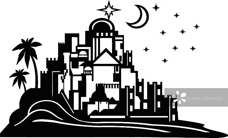 圣夜剪影-耶稣诞生场景图片素材