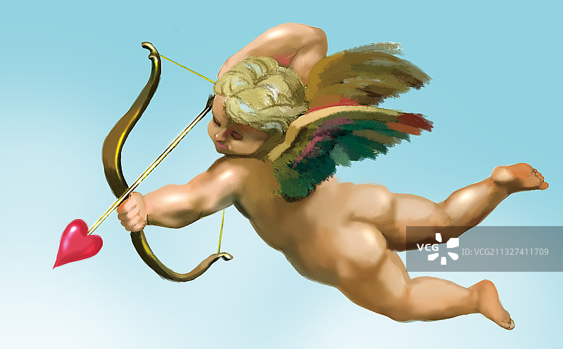 爱神丘比特射箭小男孩欧式绘画图片素材