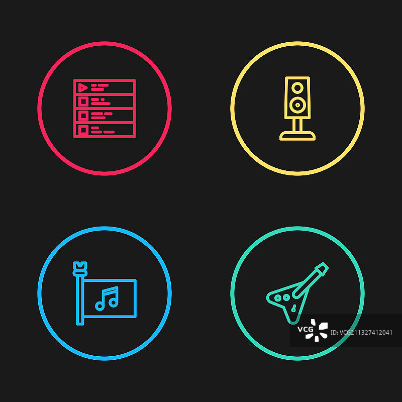 音乐节旗帜与电贝司线条组合图片素材