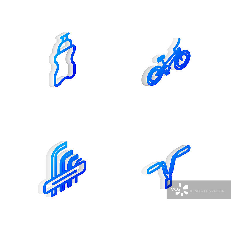 2.5D自行车运动水壶线条设计图片素材