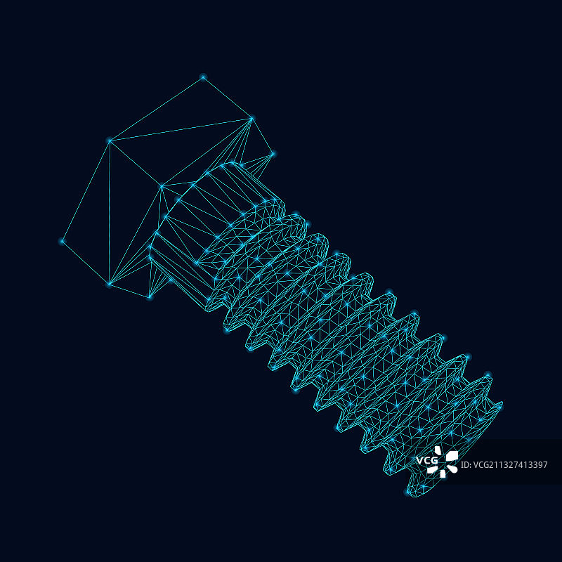 深色背景上的蓝色线条螺栓线框图片素材