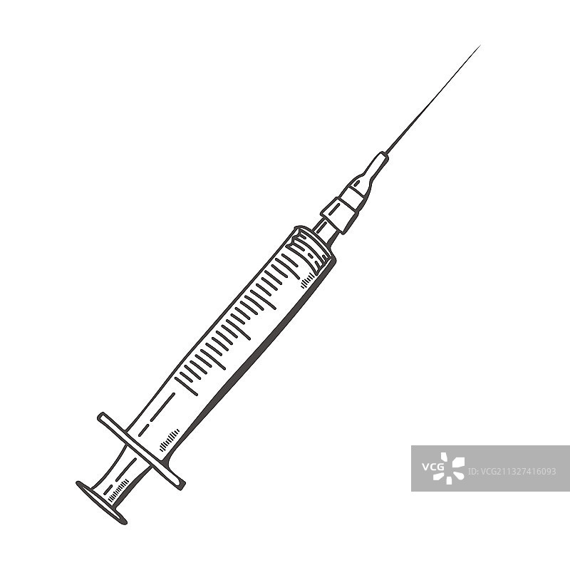 疫苗相关的简单涂鸦黑色注射器图标图片素材