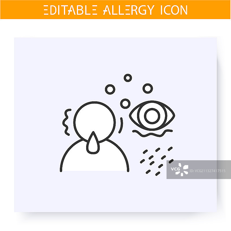 过敏症状线性图标可编辑图片素材