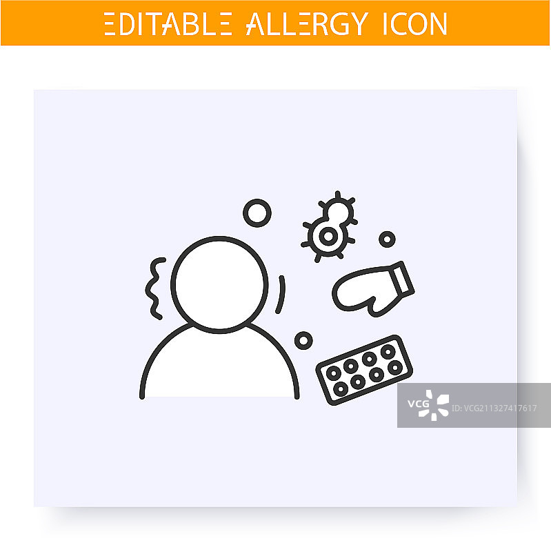 春季过敏线性图标（可编辑）图片素材