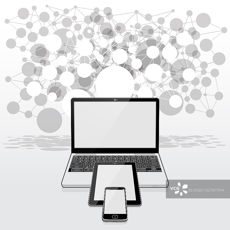 联网的平板电脑、笔记本电脑和智能手机图片素材