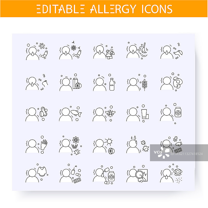 过敏系列线性图标（可编辑）图片素材