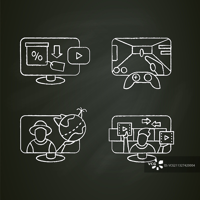 视频制作粉笔图标集图片素材