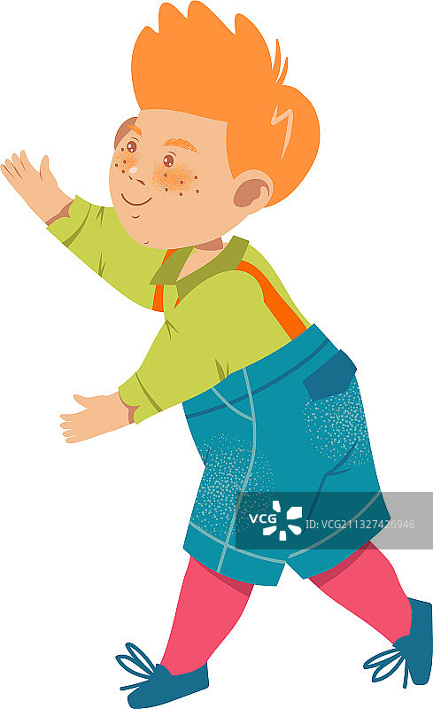 充满活力的雀斑男孩跳舞图片素材